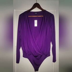 Express Deep Purple Wrap Bodysuit
